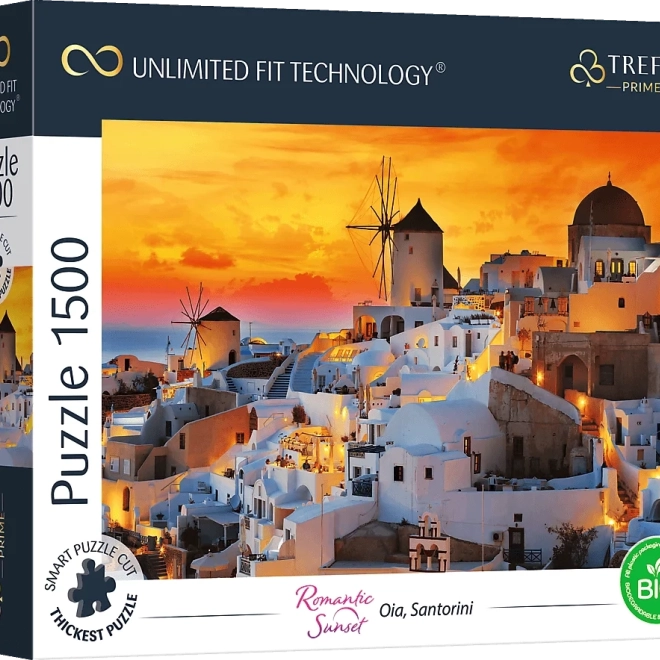 Puzzle TREFL UFT coucher de soleil romantique : Oia, Santorin 1500 pièces