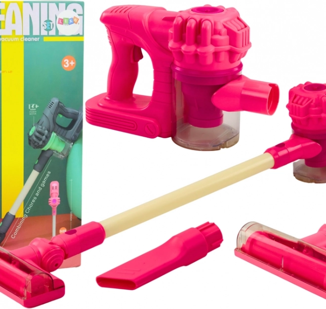 Aspirateur vertical pour enfants avec lumières et sons – rose