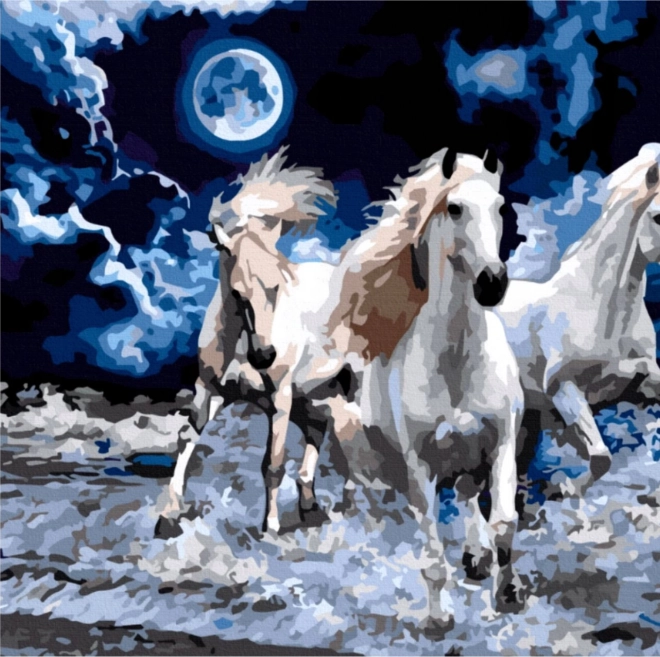 Kit créatif de peinture diamant Chevaux blancs 30x40cm