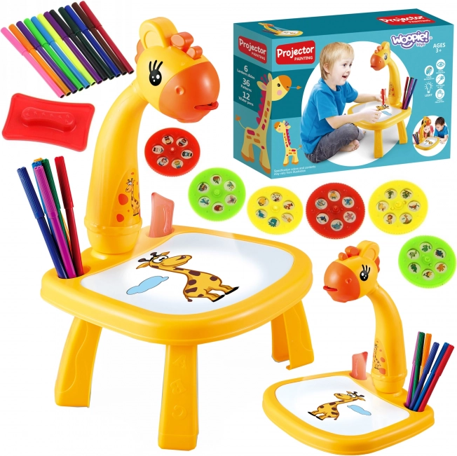 Table de dessin à projecteur Girafe avec feutres WOOPIE
