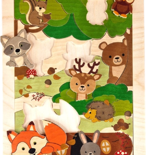 Hess puzzle en bois renard et animaux de la forêt, 32 pièces (21 × 30 cm)