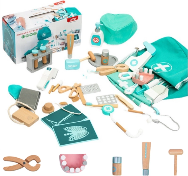 Ensemble en bois pour petits médecins et dentistes pour enfants