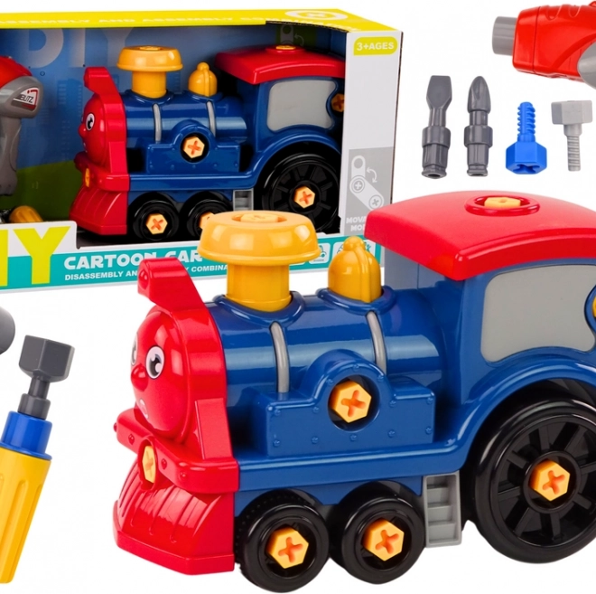 Locomotive dessin animée à assembler DIY – bleu foncé