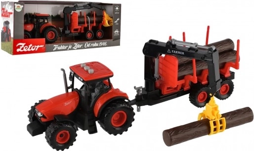 Tracteur Zetor avec remorque et bras de chargement