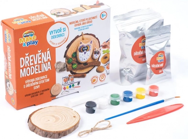 MODELO pâte à modeler en bois – chouettes, pâte autodurcissante pour la création