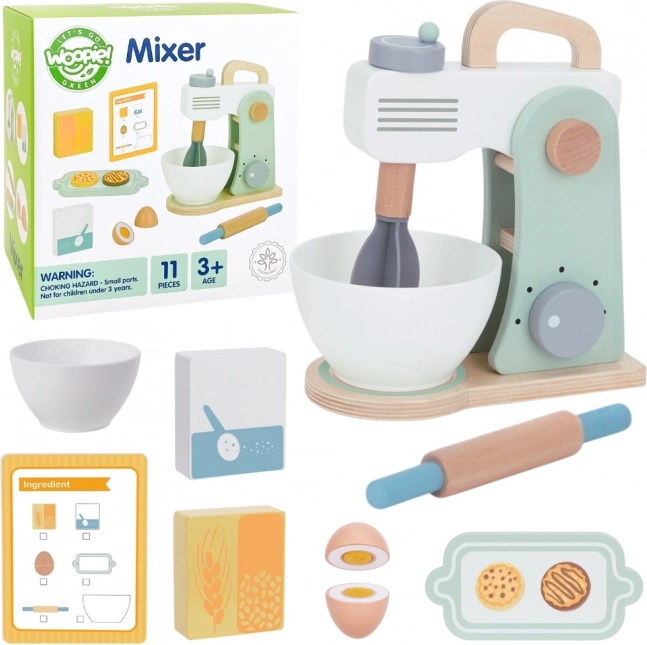 Mixeur de cuisine en bois avec accessoires 11 pcs de WOOPIE GREEN