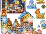 Jeu de construction magnétique lumineux Woopie, parc de dinosaures 3D, 124 pièces