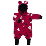 Combinaison bébé en coton avec capuche et petites oreilles New Baby Paw rose foncé