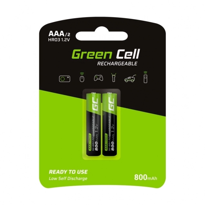 Batterie rechargeable avec cellules vertes 2x AAA HR03 800mAh