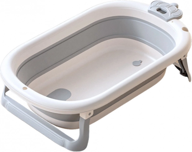 Baignoire pliante pour bébés avec matelas et thermomètre gris