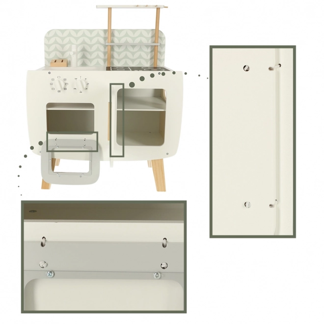Cuisine rétro en bois pour enfants avec accessoires