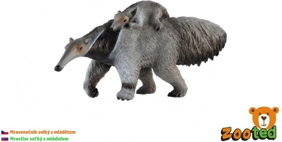 Figurine de grand fourmilier avec son petit 16 cm