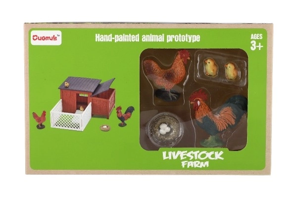 Poulailler avec enclos en plastique avec accessoires