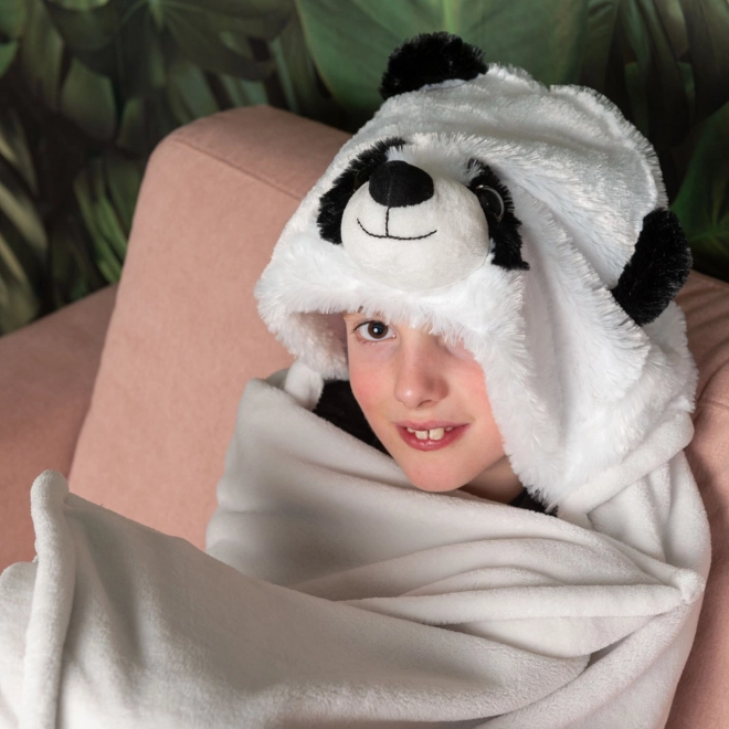 Cozy Noxxiez BL823 Panda - couverture chauffante à capuche avec motif animal et poches pattes