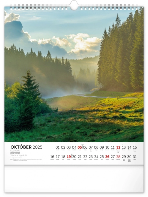 NOTIQUE Calendrier mural Slovensko enchanteur 2025, 30 x 34 cm