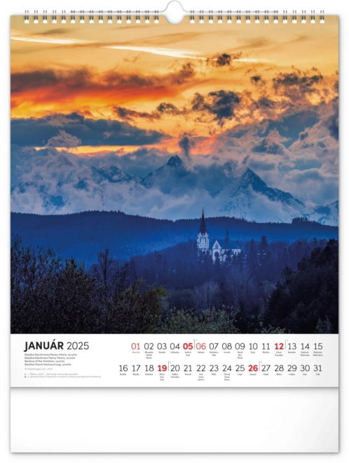 NOTIQUE Calendrier mural Slovensko enchanteur 2025, 30 x 34 cm
