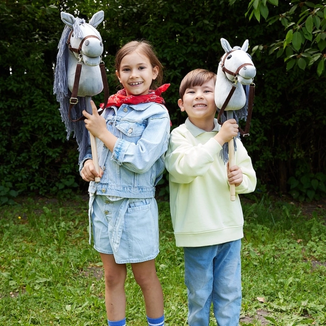 HOPPIHORSE cheval à bâton hobby horse taille A4 gris