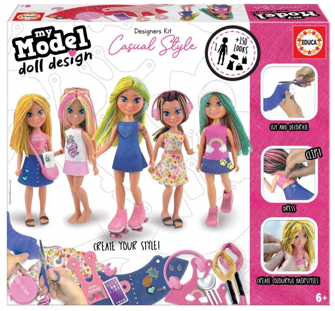 EDUCA Ensemble créatif My Model Doll Design : Style décontracté