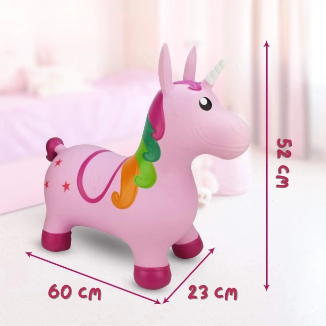 Licorne sauteur Woopie rose avec pompe
