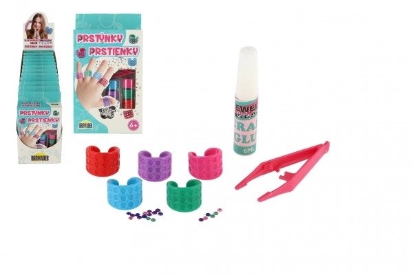 Ensemble créatif bagues en plastique dans une boîte 12x21x3,5cm 12pcs