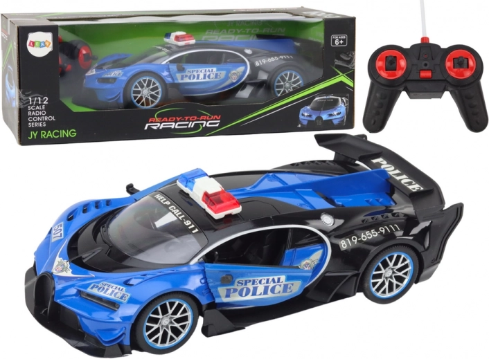 Voiture de police RC à l’échelle 1:12, bleue