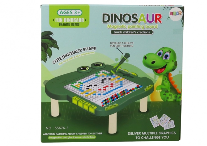 Tableau magnétique éducatif Dinosaure - Vert avec perles