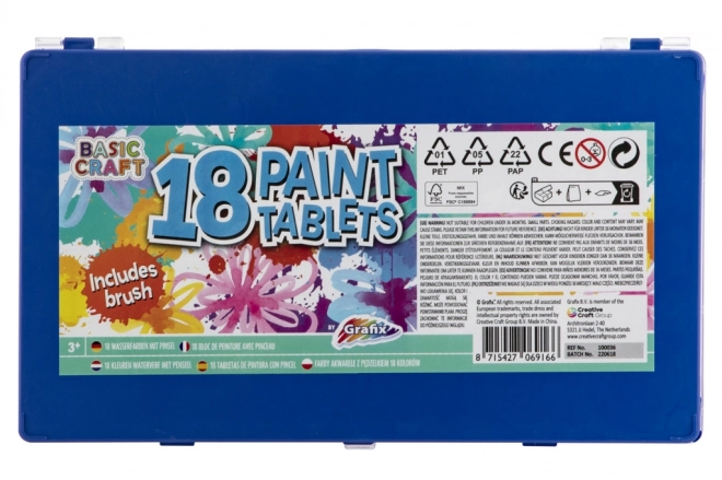 Grande boîte de couleurs à l'eau avec pinceau