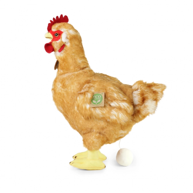Poule en peluche debout 33 cm avec œuf ECOLOGIQUE