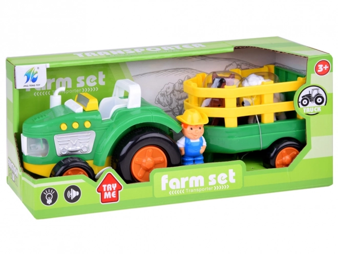 Tracteur agricole avec remorque et animaux son + lumière ZA5390