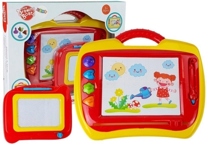 tableau de dessin magnétique znikopis – lot de 2 pièces, rouge‑jaune