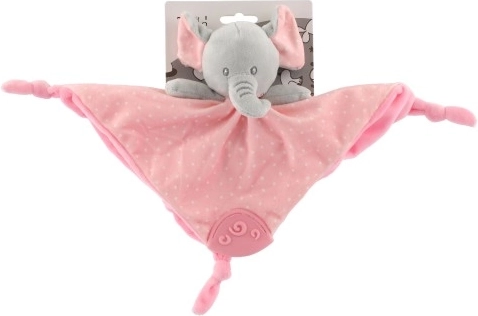 Doudou éléphant pour bébés 25 × 25 cm – Rose
