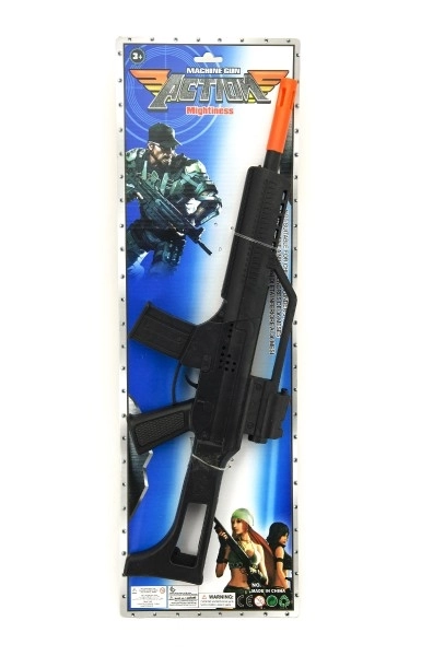 Pistolet/Mitraillette étincelante en plastique 53cm à volant d'inertie sur carte