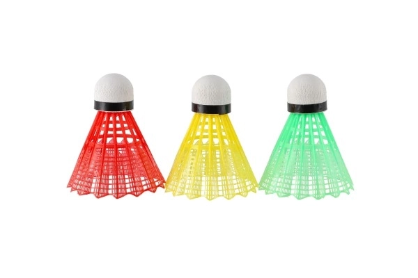 Ballons/Volants de badminton colorés en plastique 3 pièces sur carte 11x21cm