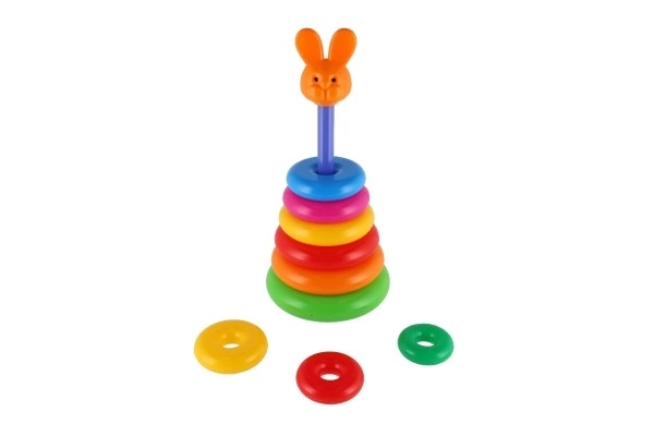 Pyramide à empiler avec anneaux en plastique 28 cm ass. 2 types en filet 12m+