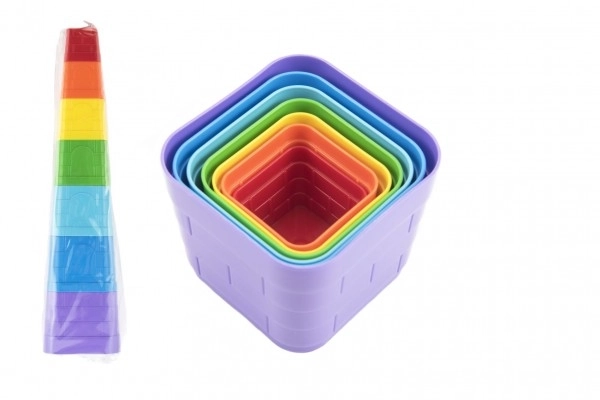 Pyramide Kubus puzzle en plastique carré coloré 7 pièces dans un sac 12m+