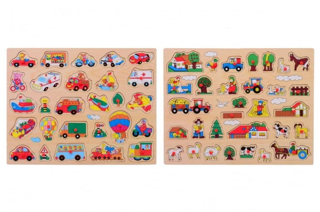 Puzzle en bois avec poignée grande