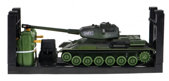 Chars radiocommandés 2 T-34 vs. Tiger pour enfants 3+ Modèles à tir 1:28 + Grande bataille de chars + Sons lumineux