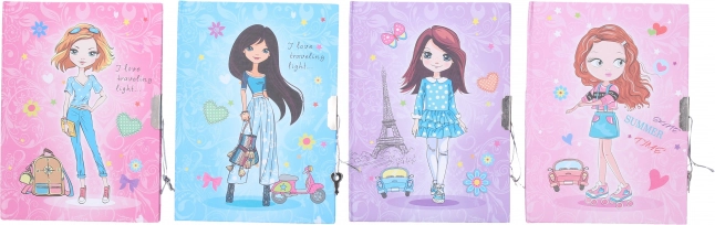 Carnet souvenir avec cadenas 13 × 18 cm – fille, non ligné