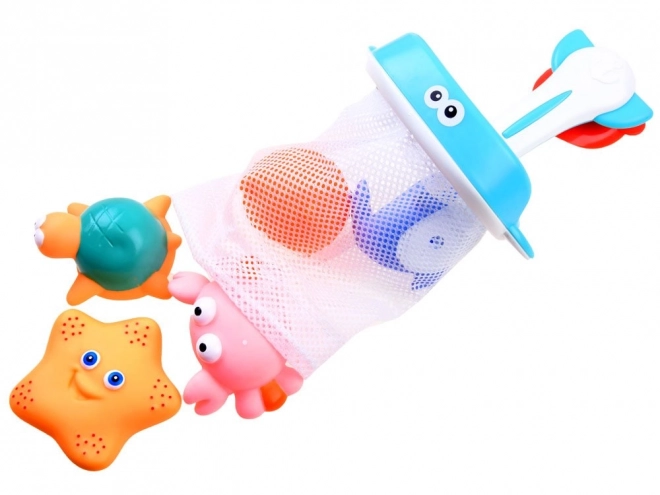 Jouets de bain avec organiseur bateaux et animaux