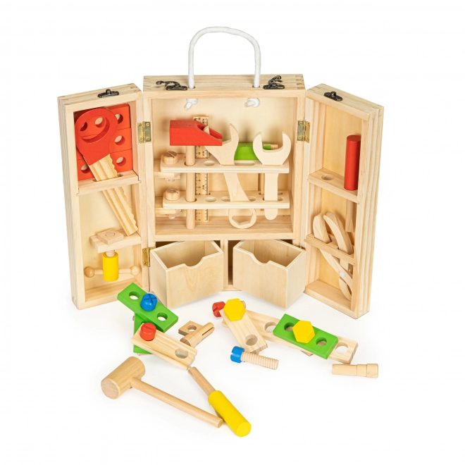 Outils en bois dans une boîte d'atelier, ensemble XXL ECOTOYS