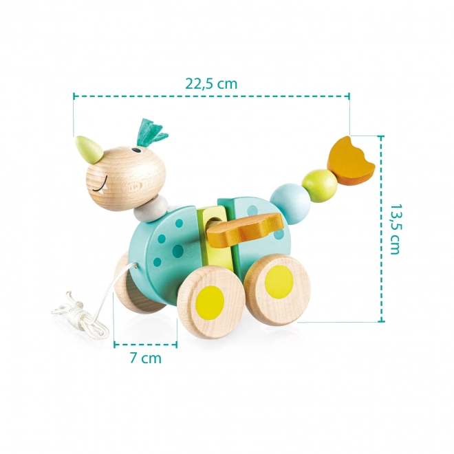 Jouet en bois à tirer, Licorne