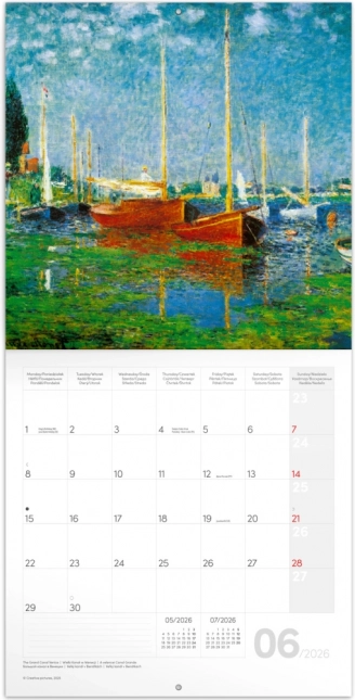 Calendrier annoté Claude Monet 2026, 30 x 30 cm