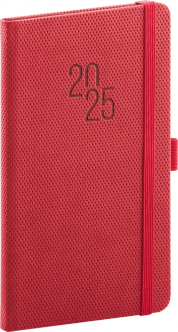 Agenda de poche Diamante 2025, rouge, 9 × 15,5 cm