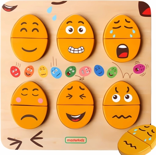 Tableau en bois pour l’apprentissage des émotions MASTERKIDZ – œufs Montessori