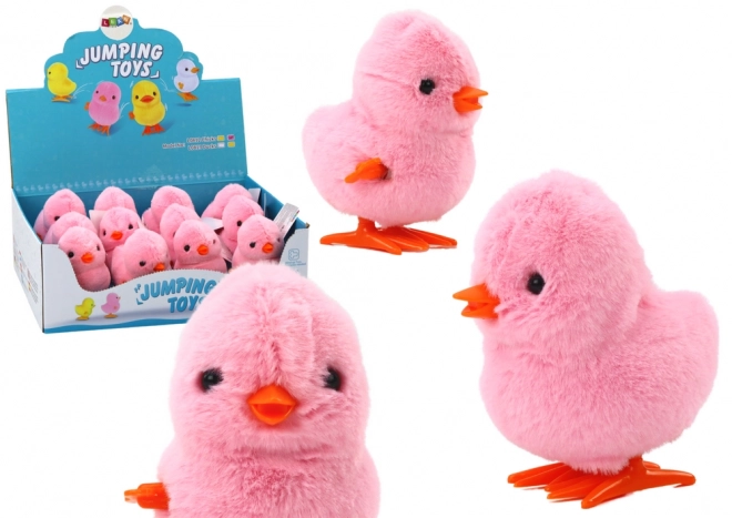 Jouet en peluche à remontoir Sautant Ornement Poulet Rose