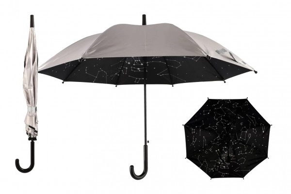 Parapluie ciel étoilé à ouverture automatique 70cm métal/plastique argenté en sachet