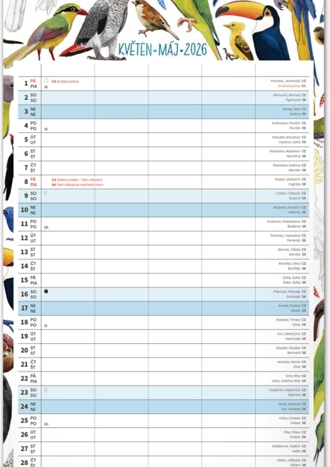 Calendrier mural Planificateur familial 2026 avec illustrations Animalium