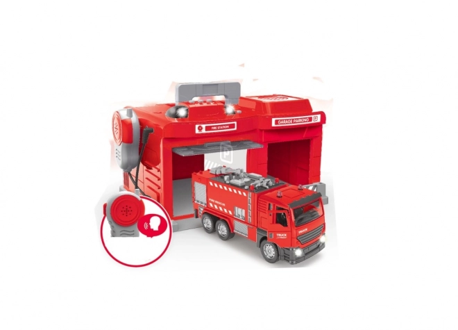 Ensemble de jeu de pompiers - garage