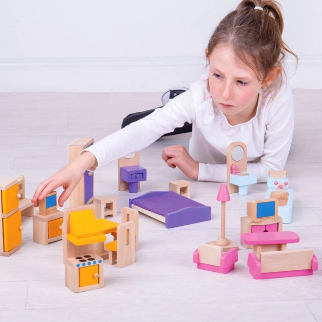 Mobilier en bois pour maison de poupées