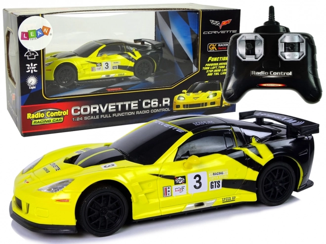 Voiture de sport R/C 1:24 Corvette Jaune C6.R 2.4 G lumières